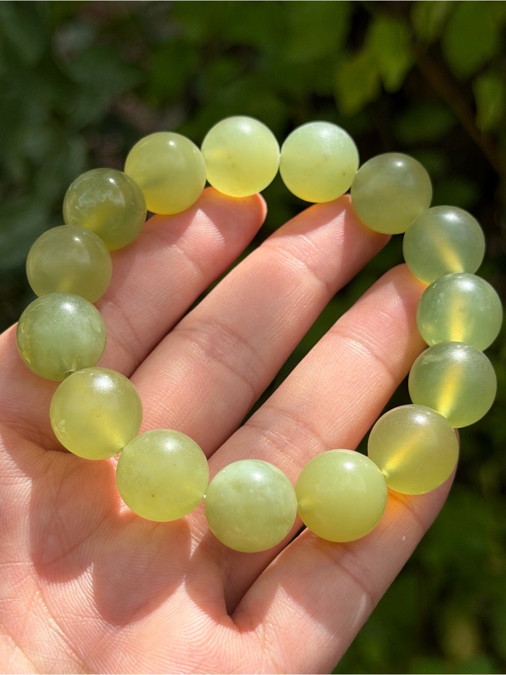 14mm stretchable olive green xiuyu jade bracelet 1731